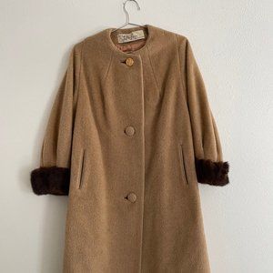 Vintage 1960s Mohair Coat with Mink Cuffs